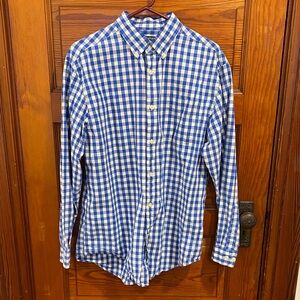 Blue Checkered Men's Button-Down Shirt